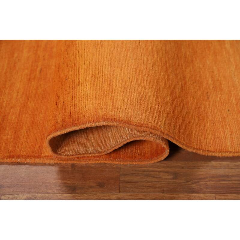 Orange Gabbeh Modern Rug Hand-Knotted Wool Carpet - 4'0"x 5'9"
