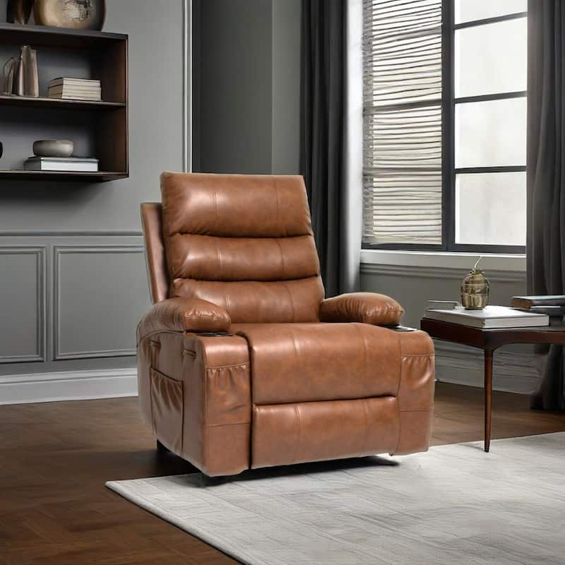21"W Large Size Electric Power Lift Recliner,8 Point Vibration Massage And Lumber Heat,Remote Control,Side Pockets,Cup Holders