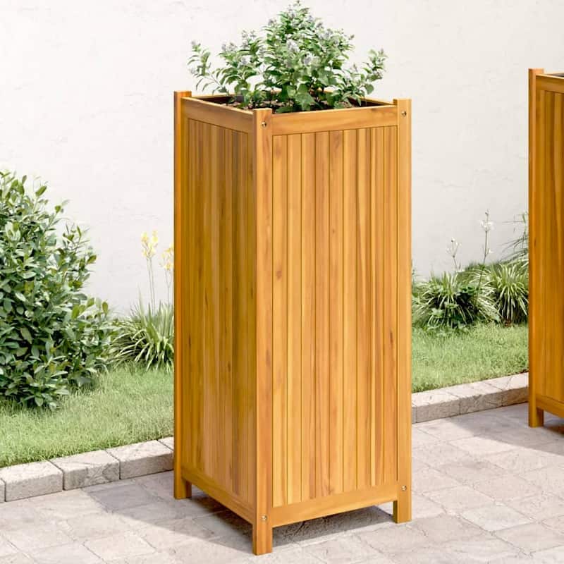 vidaXL Garden Planter Natural Wood Solid Acacia wood 39.4 in height - 16.5 x 16.5 x 39.4 in
