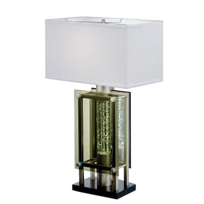 Saba Table Lamp with 3 Bulb, 4 Way Socket Switch, Silver Metal 27 Inch