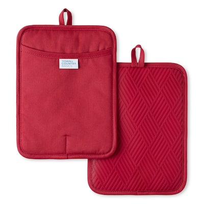 TOWN & COUNTRY BASICS Basketweave Soft Silicone Pot Holder 2-Pack Set, Heat Resistant, Flexible Silicone, Non-Slip Grip