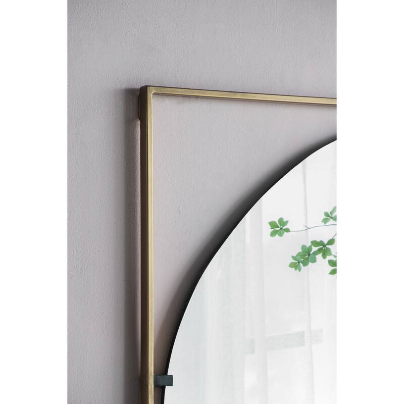 32x1x32" Poppy Mirror with Gold Metal Frame Contemporary Design for Bathroom, Entryway Wall Decor