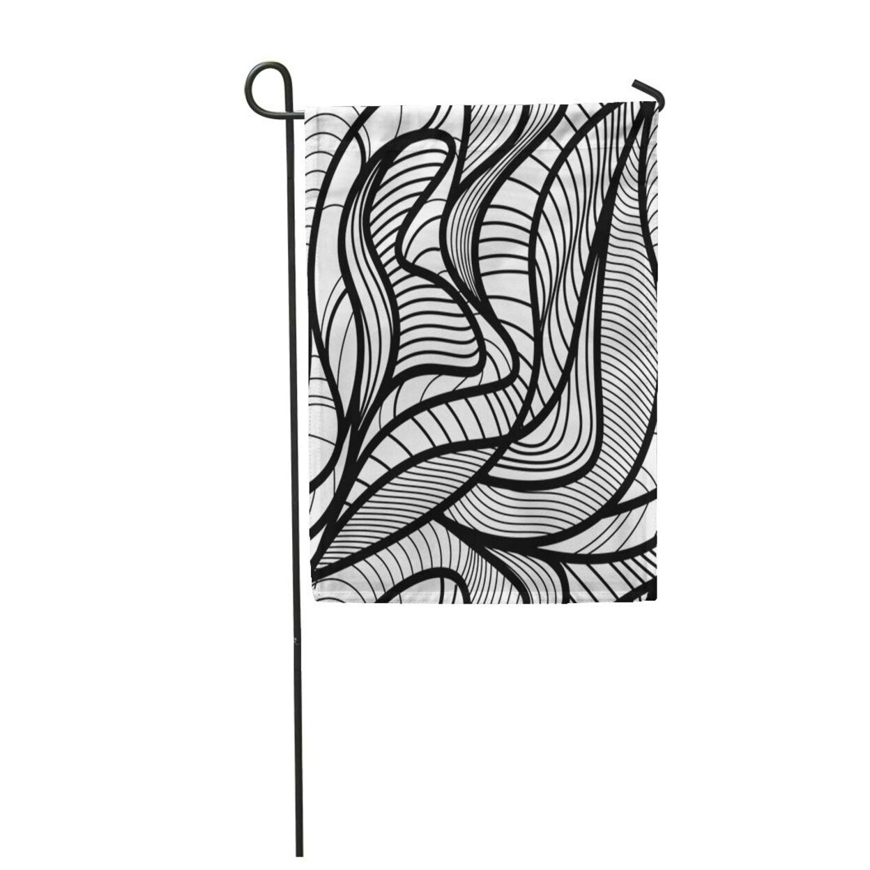 Shop Blue Abstract Waving Curling Lines Black And Leaves Garden
