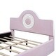 preview thumbnail 11 of 24, Twin/Full Size Upholstered Platform Bed with LED Headboard, Cute Kids Bed Frame Pink Floor Bed