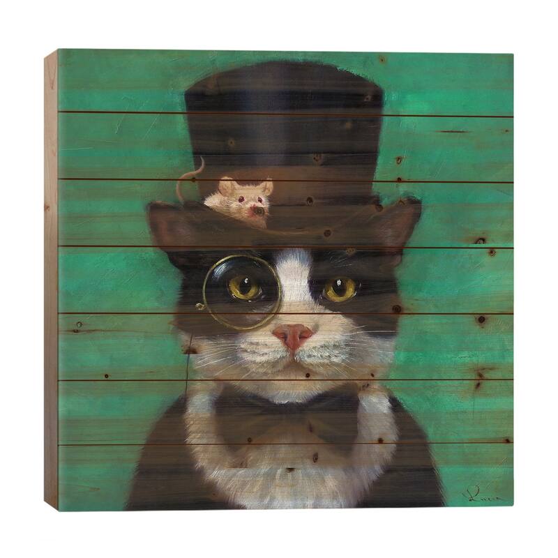 Tuxedo Cat Print On Wood by Lucia Heffernan - Multi-Color - 26x26x1.5