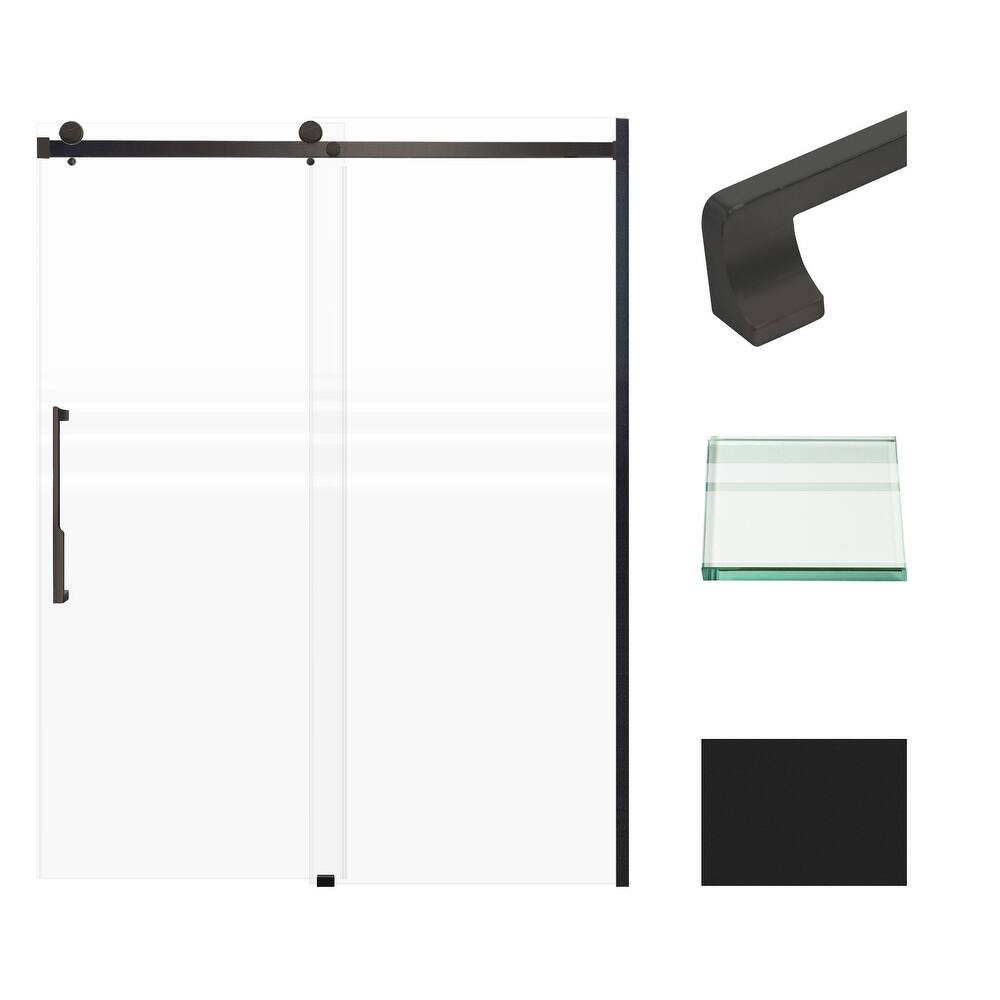 Madeline 60 in. W x 76 in. H Sliding Frameless Shower Door with Fixed Panel with Frosted Glass - 56-60-in W x 76-in H