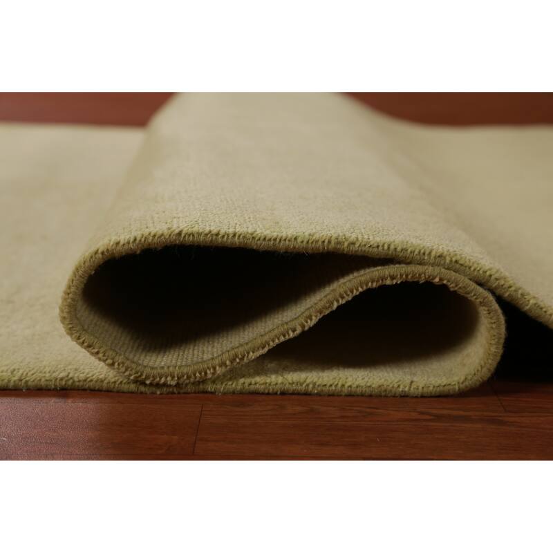 Hand Knotted Oriental 100% Wool Carpet Modern Solid Green Gabbeh Area Rug - 10' 4'' X 5' 4''