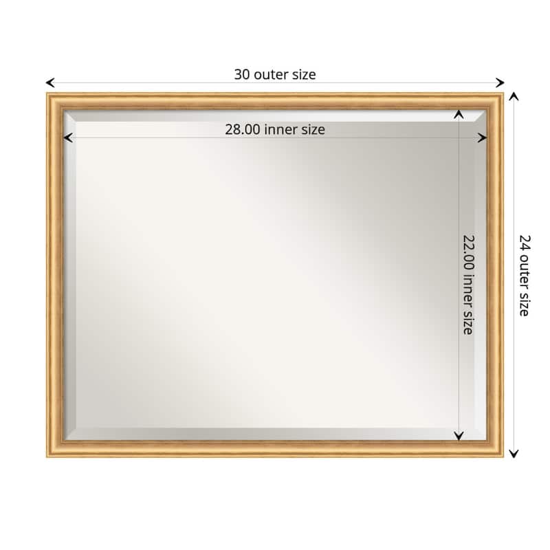 Salon Scoop Beveled Wood Framed Wall Mirror - Salon Scoop Gold - Glass Size 28x22