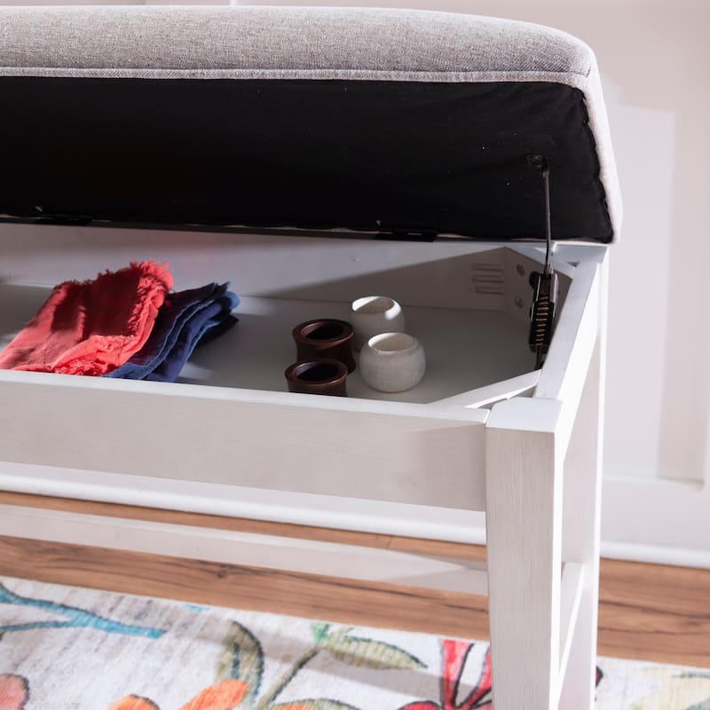 Mckee White Upholstered Storage Counter Dining Bench