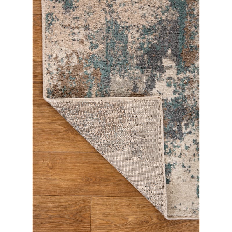 Kriselia Collection Brown/Blue Abstract Area Rug