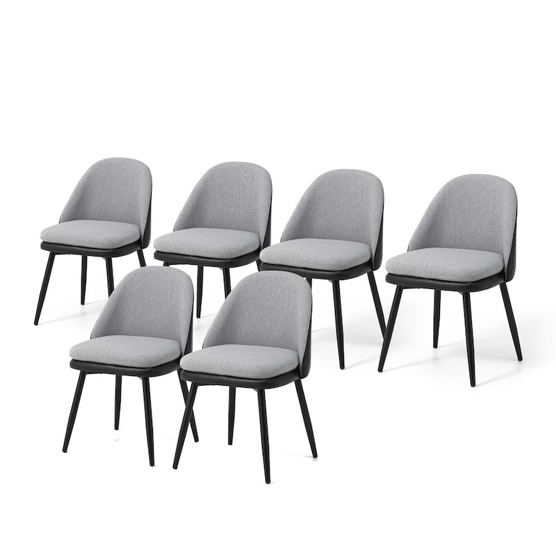 Glitzhome Modern Set of 2/4 PU Leather Mixed Fabric Dining Side Chairs with Metal Legs