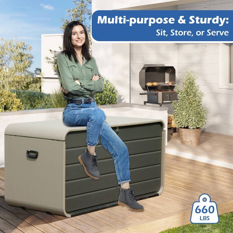 Domi 200 Resin Gallon Outdoor Storage Box - Waterproof, UV-Resistant Deck Box with Lockable Lid