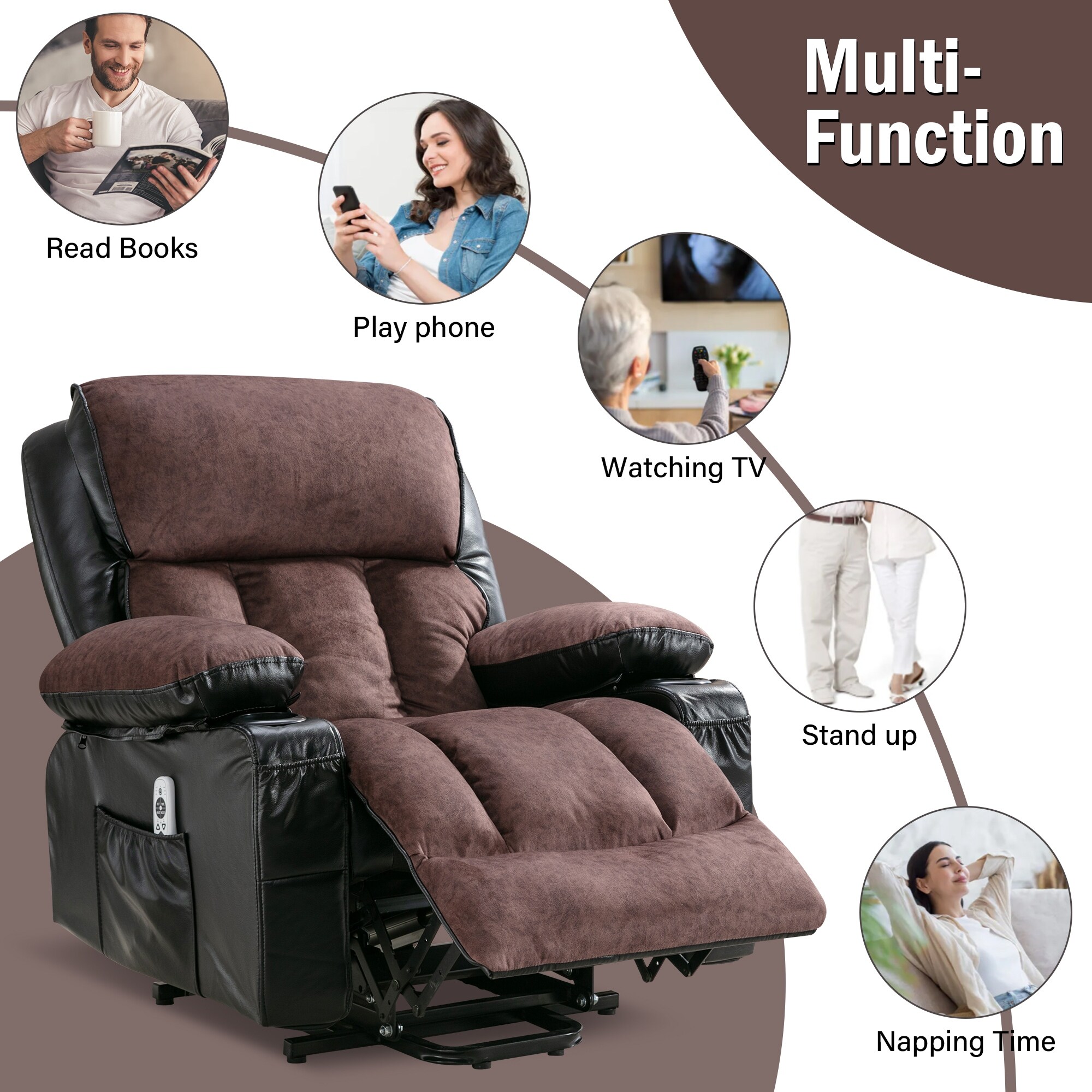 Lazy Boy Heating Massage Power Recliner Chairs, Elderly Power Lift