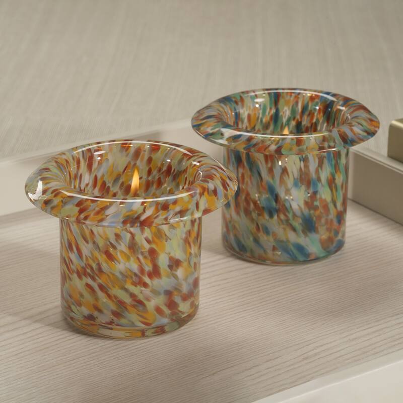 Celia 4-Piece Opal Confetti Glass Candle Holder/ Vase/ Planter Set