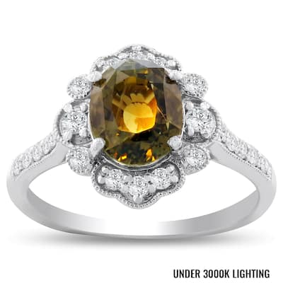 Auriya Platinum 2 3/4ct Oval-Cut Alexandrite and 1/3ct TDW Diamond Halo Engagement Ring