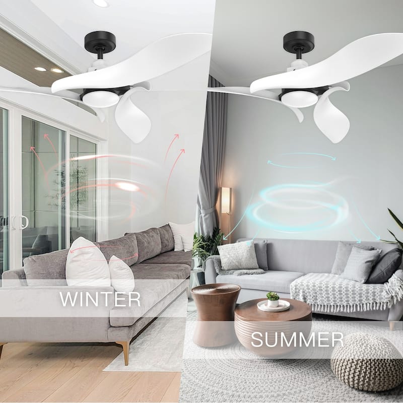 54" White Propeller ABS 3-blade Modern Outdoor Ceiling Fan with Light
