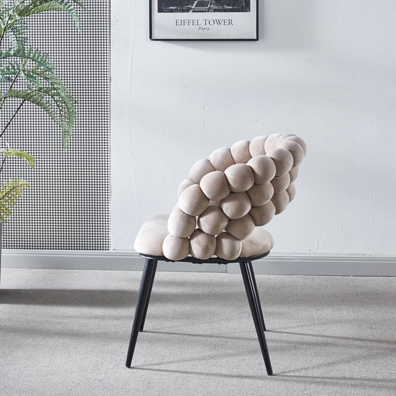 Modern chair(set of 2 ) with golden color iron tube legs, soft cushions and comfortable backrest, hairball back