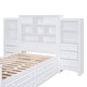 preview thumbnail 10 of 10, White Wood Twin Platform Bed wAll-in-One Cabinet, Shelf, 8 Side Drawers