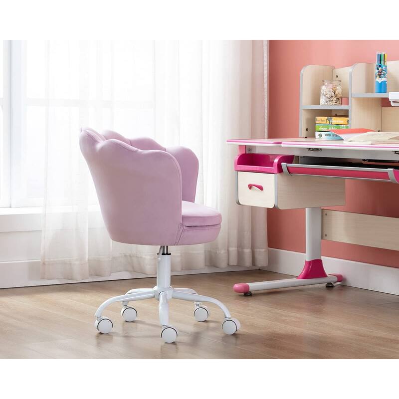 Cute Desk Chair, Velvet Bedroom Chair Adjustable Child Computer Chair