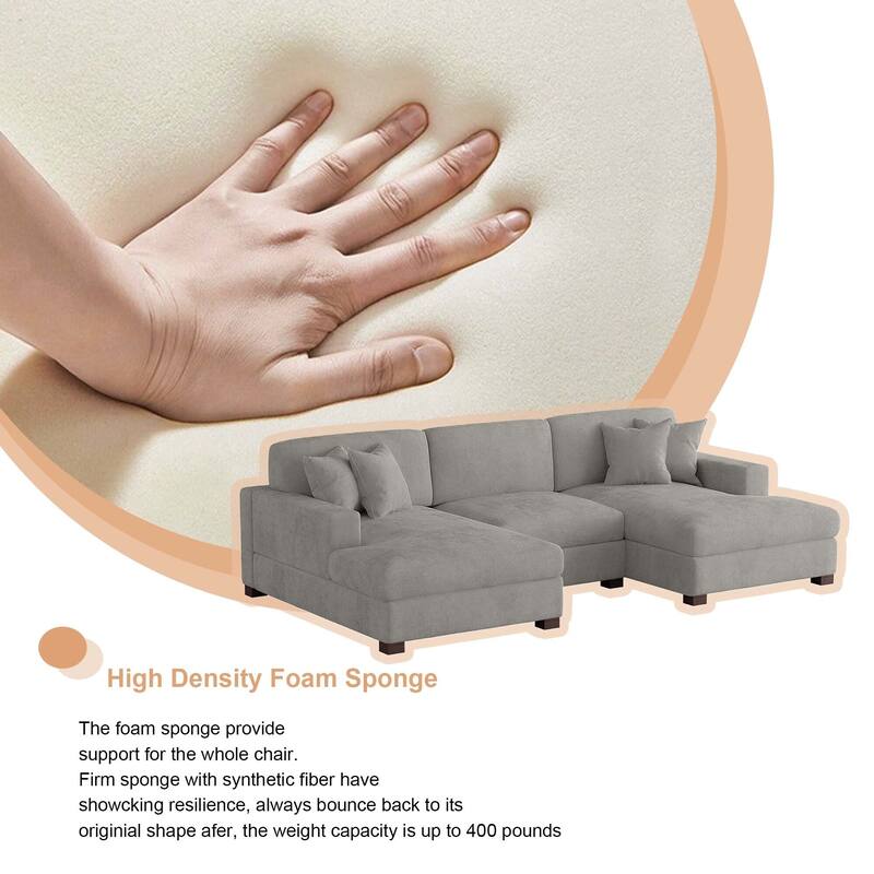 Oversized Chenille Modular Sectional Sofa With Deep Seat