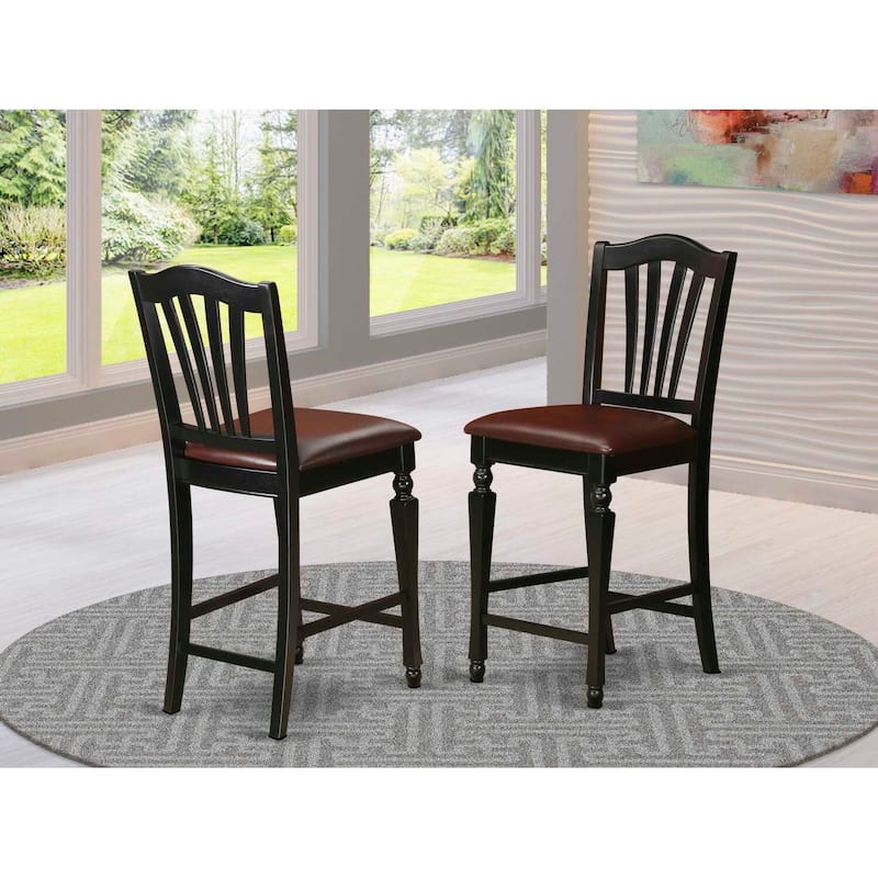 24 Inch Counter Height Wooden Bar Stools with Comfortable Wooden Seat, Modern Kitchen Island Dining Room Seating