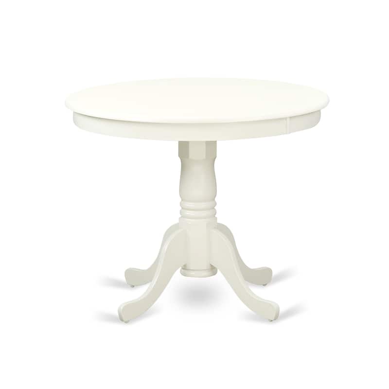Round Dining Table Set - 5 Piece Kitchen Table with Chairs, Antique Linen White Finish, 36 Inch Table