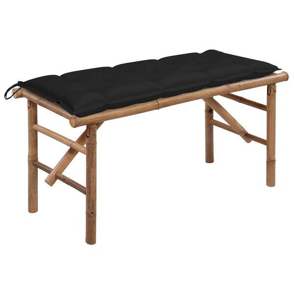 slide 2 of 10, vidaXL Folding Patio Bench with Cushion 46.5" Bamboo