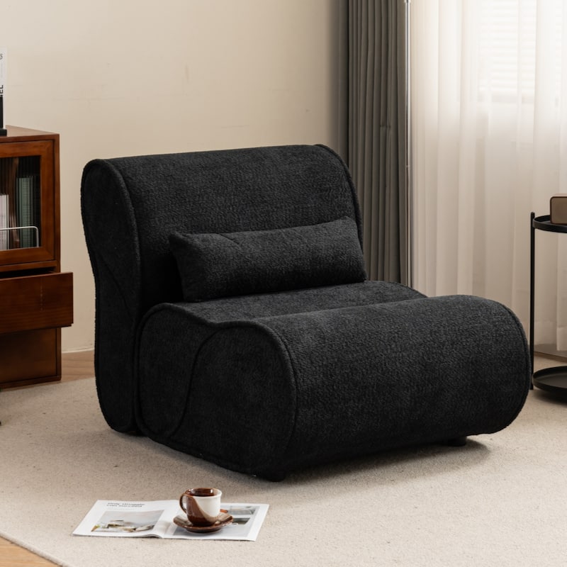 Soft Pellet Velvet Recliner - Comfortable Lounge Chair with Waist Pack Padding, Modern Design