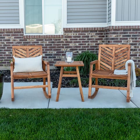 Middlebrook 3-Piece Acacia Wood Outdoor Chevron Chat Set