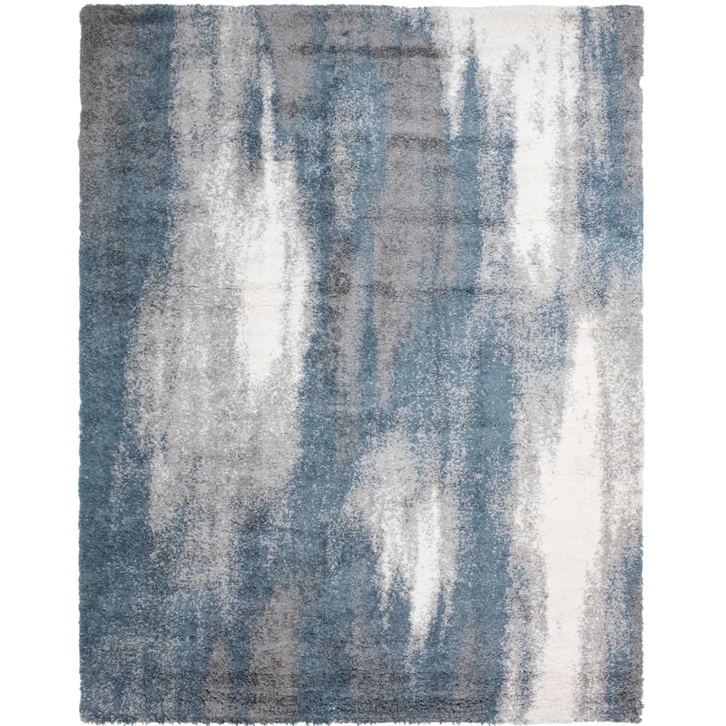 Noori Rug Lux Baxter Abstract 2-Inch Shag Rug - 8'9" x 12'2" - Blue/Grey
