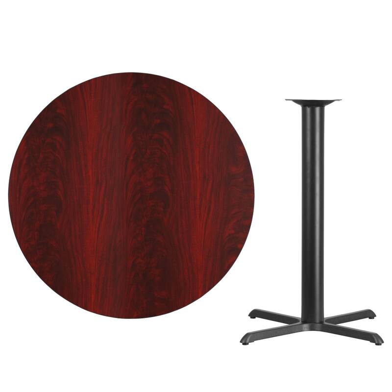 42'' Round Laminate Table Top with 33'' x 33'' Bar Height Table Base - 42"W x 42"D x 43.125"H - 42"W x 42"D x 43.125"H