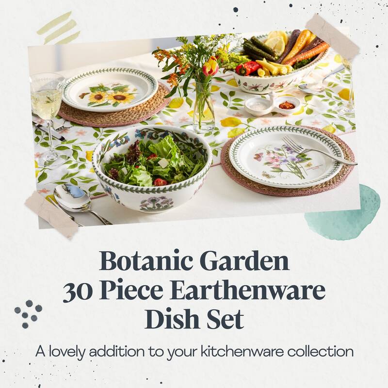 Portmeirion Botanic Garden 30-Piece Dinnerware Set - White and Floral Designs