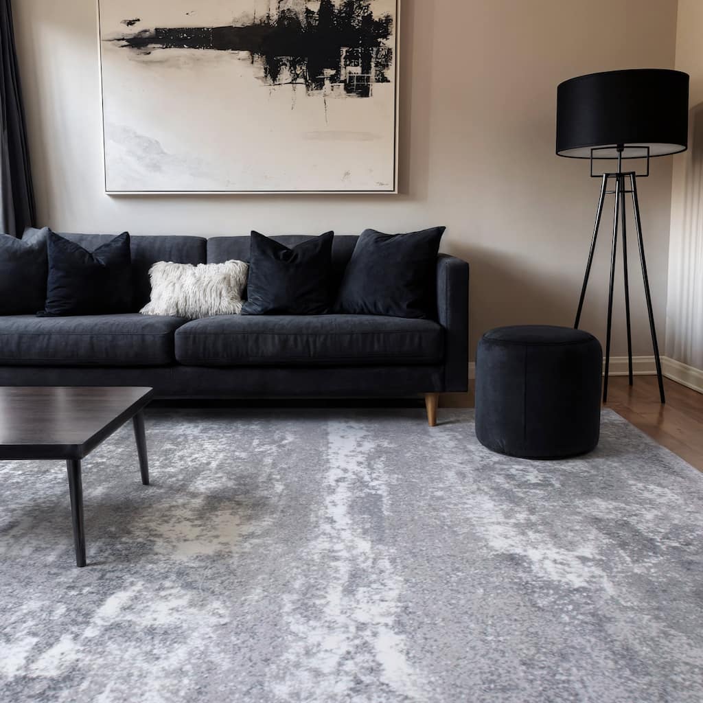 World Rug Gallery Distressed Abstract Watercolor Area Rug