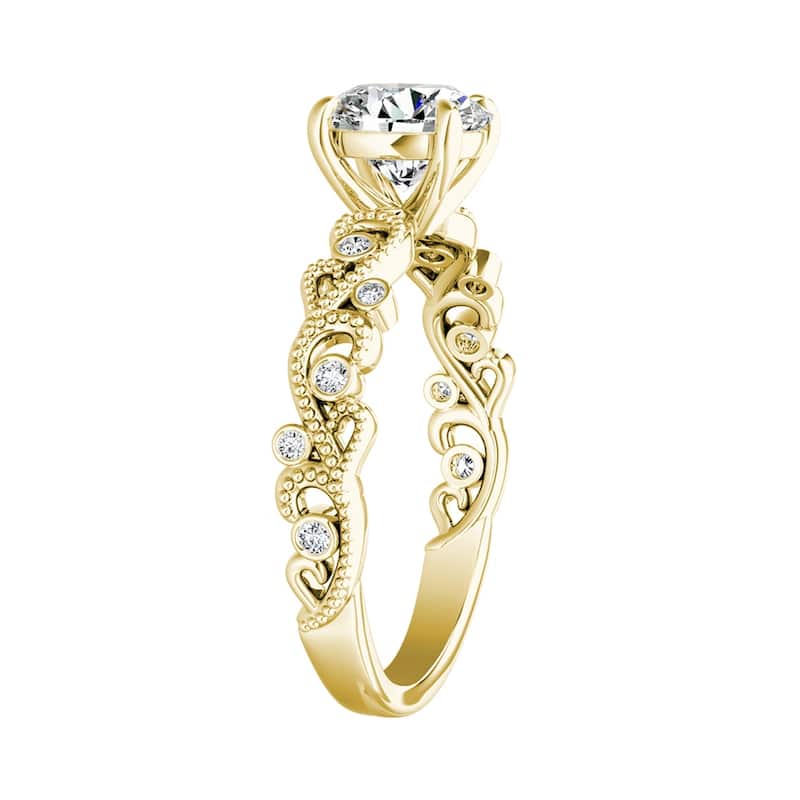 Auriya 14k Gold 2 1/2ct TW Vintage Moissanite and Diamond Engagement Ring 1/10cttw