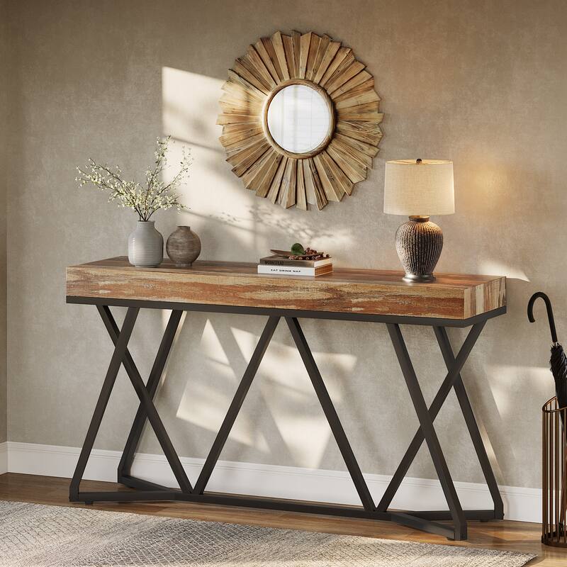 Rustic Console Table, 55 Inch Sofa Table Entryway Table
