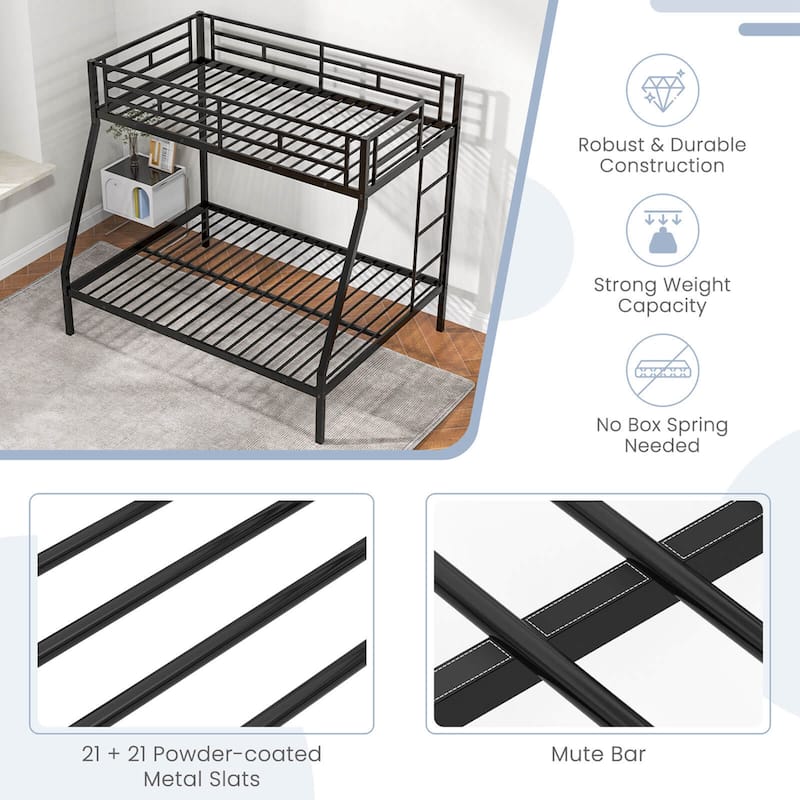 Costway Twin Over Full Metal Bunk Bed with Integrated Ladder - See Details