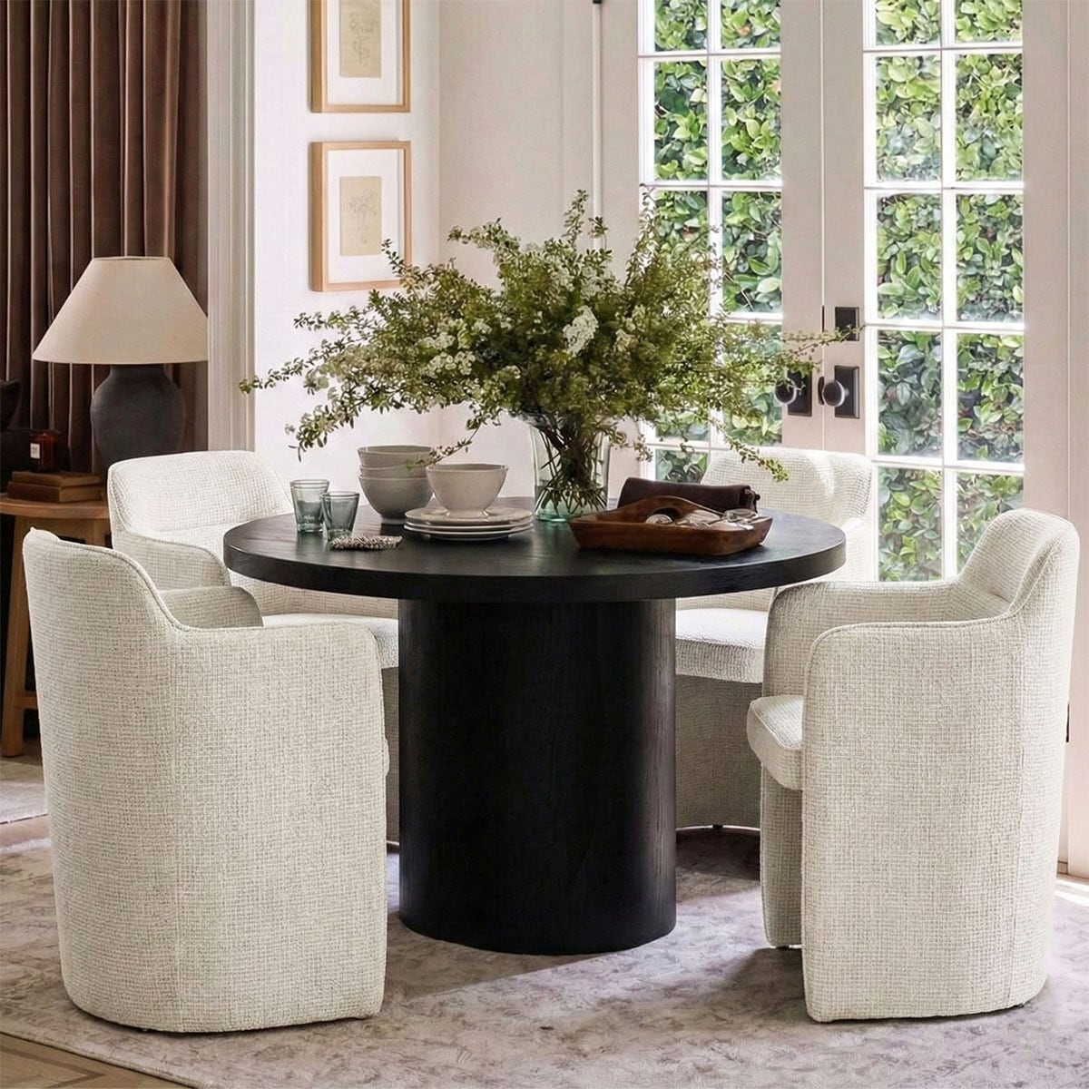 18.5" Seat Height Upholstered Curved Back Dining Chair (Set of 4)