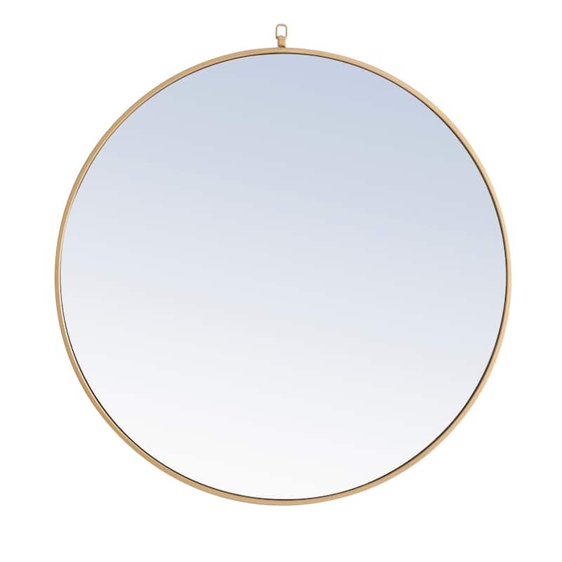 Strick & Bolton Patti Metal 36-inch Round Mirror with Decorative Hook