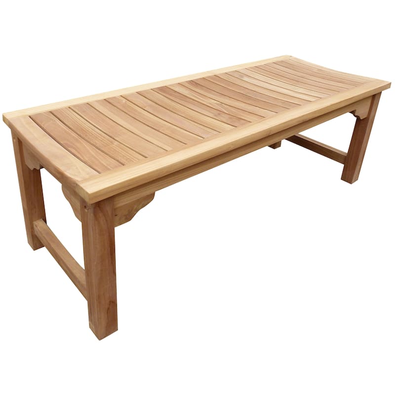 Seven Seas Teak Ocean City Outdoor Teak Wood Patio Backless Bench, 4 Foot
