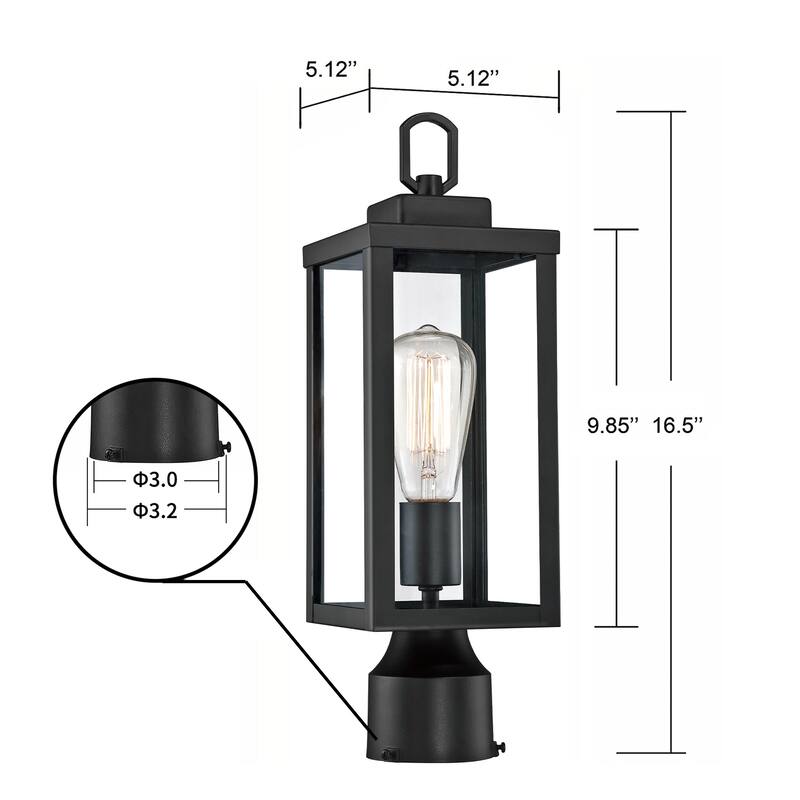 4-PACK 1-Light Outdoor Post Light Lamp - 5.12"x5.12"x16.5"