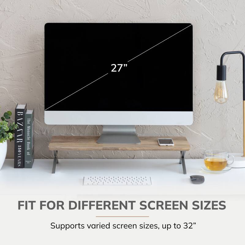 Jani Wood Monitor Stand Riser Desk - Ergonomic Design Stand, Desktop Organizer Table for Home, Office Workspace, Gaming Desk