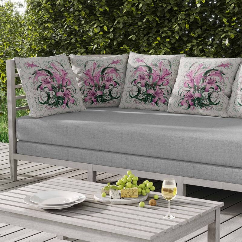 Lily Legends Indoor/Outdoor Reversible Throw Pillow Brown and Green