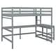 preview thumbnail 6 of 16, Full Size Kids Bed Loft Bed with Desk and Ladders Guardrails, Grey