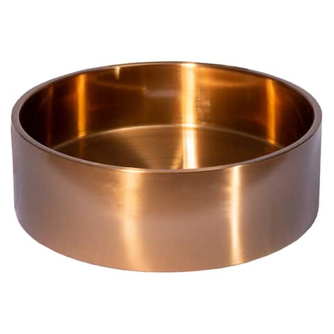 Round 15.75-in Stainless Steel Sink with Rim in Rose Gold with Drain