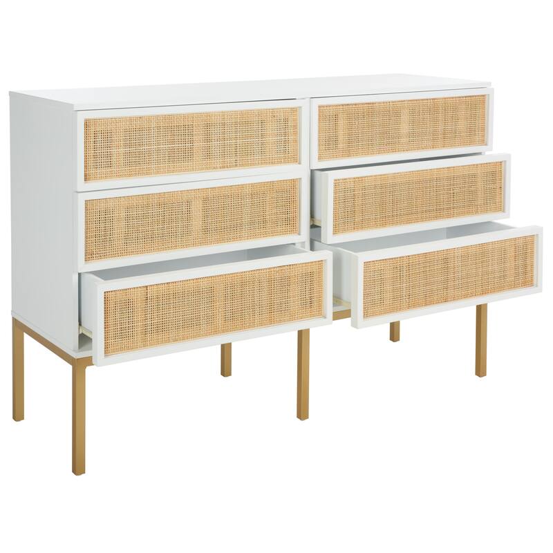 SAFAVIEH Audrey 6 Drawer Rattan Dresser