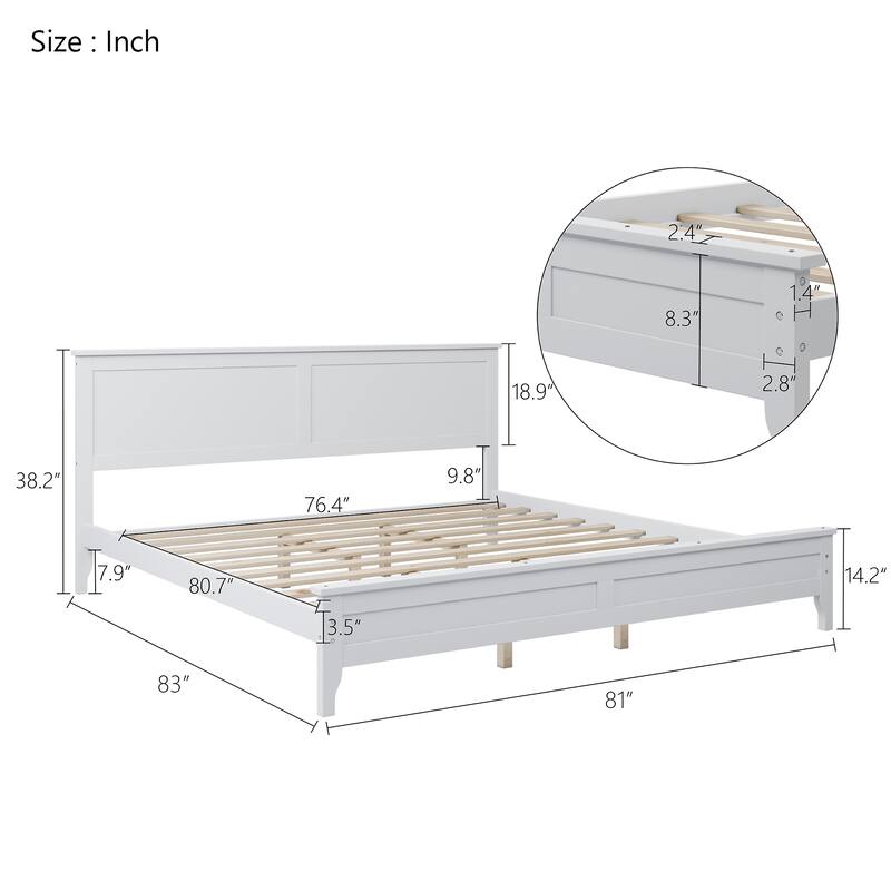 Modern Solid Wood King Platform Bed