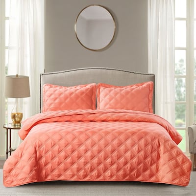 Down Alternative Quilted Oversized Charleston 3 Piece Comforter Set