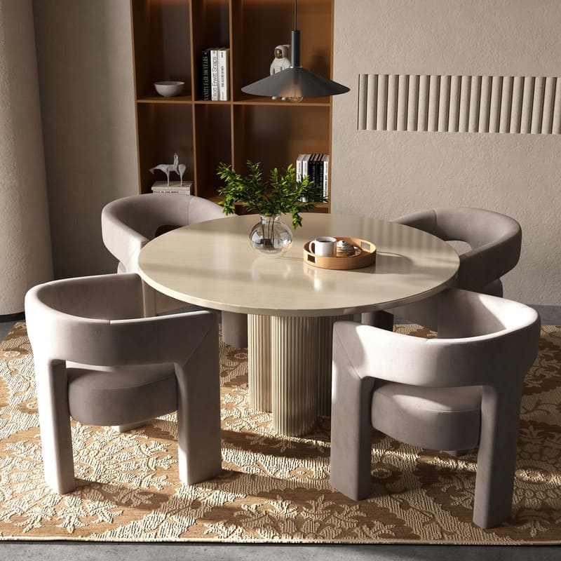 SEYNAR Modern Glam Velvet Upholstered Dining Chair, Open-Back Accent Chair Set of 4