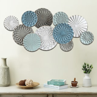 Multi-Color Metal Floral Layered Plates Wall Decor