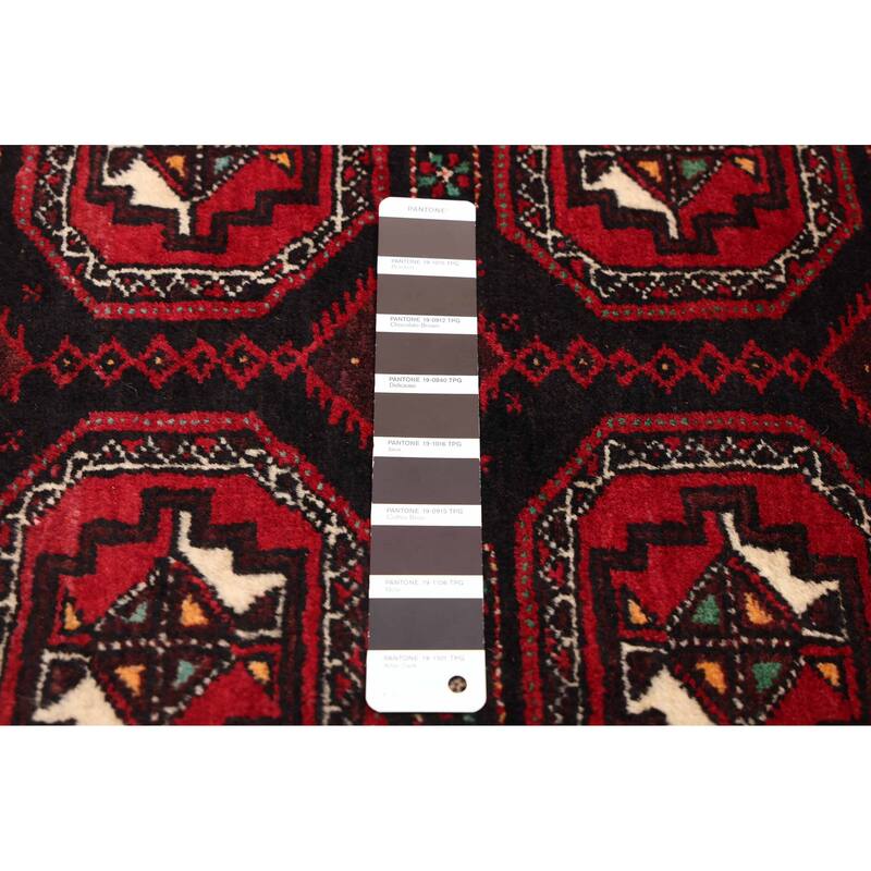 ECARPETGALLERY Hand-knotted Teimani Black, Red Wool Rug - 3'3 x 7'2